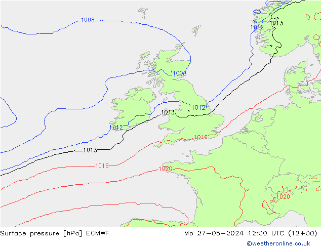 ciśnienie ECMWF pon. 27.05.2024 12 UTC