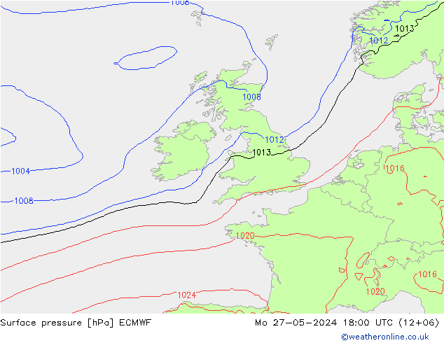 Surface pressure ECMWF Mo 27.05.2024 18 UTC