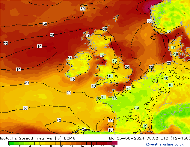 Isotachs Spread ECMWF  03.06.2024 00 UTC