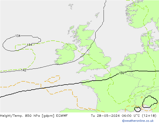 Height/Temp. 850 hPa ECMWF wto. 28.05.2024 06 UTC