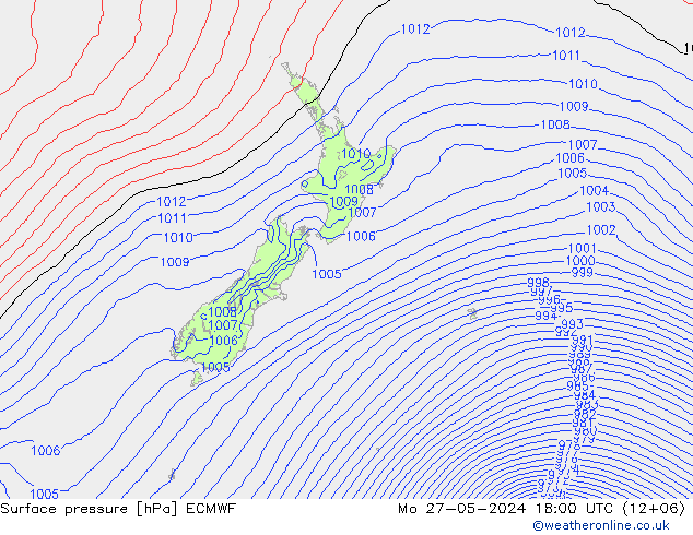 Surface pressure ECMWF Mo 27.05.2024 18 UTC