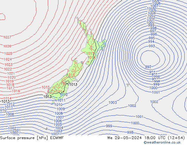 Atmosférický tlak ECMWF St 29.05.2024 18 UTC