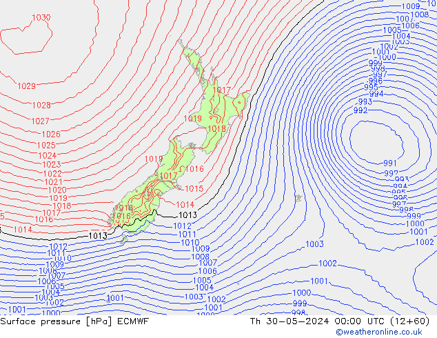 Surface pressure ECMWF Th 30.05.2024 00 UTC