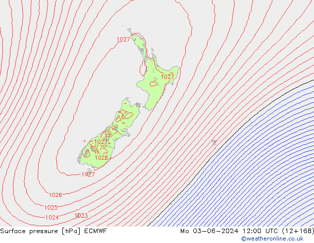 Yer basıncı ECMWF Pzt 03.06.2024 12 UTC