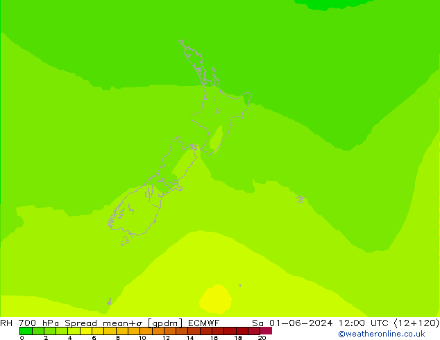 RH 700 hPa Spread ECMWF So 01.06.2024 12 UTC