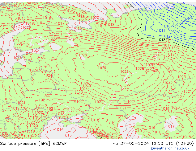 Surface pressure ECMWF Mo 27.05.2024 12 UTC