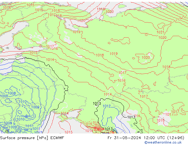 Atmosférický tlak ECMWF Pá 31.05.2024 12 UTC