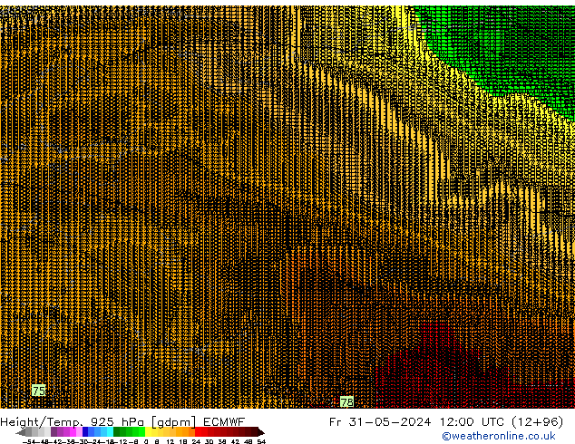 Height/Temp. 925 hPa ECMWF Fr 31.05.2024 12 UTC