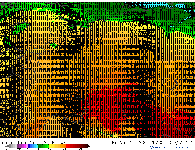 Temperaturkarte (2m) ECMWF Mo 03.06.2024 06 UTC