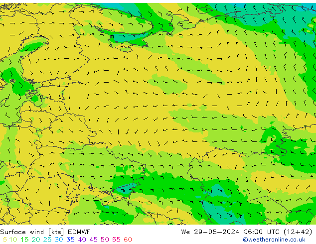 Vent 10 m ECMWF mer 29.05.2024 06 UTC