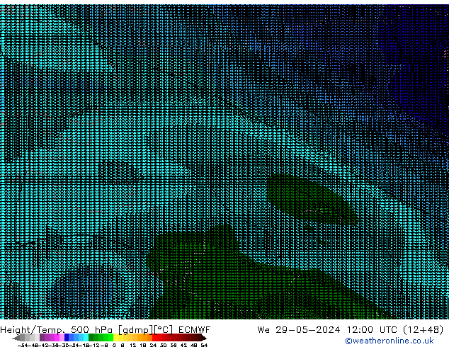 Hoogte/Temp. 500 hPa ECMWF wo 29.05.2024 12 UTC