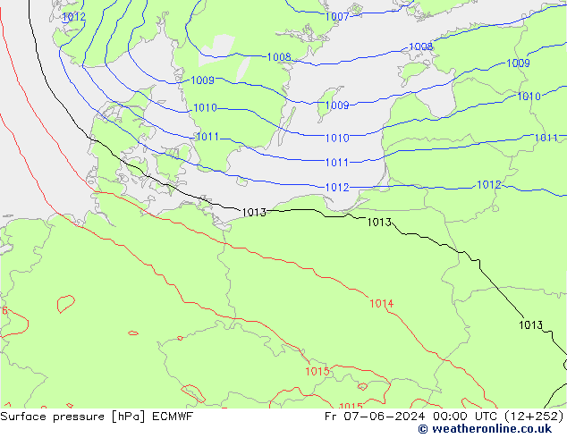 Surface pressure ECMWF Fr 07.06.2024 00 UTC