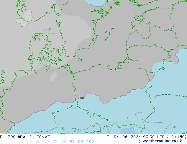 RH 700 hPa ECMWF Di 04.06.2024 00 UTC