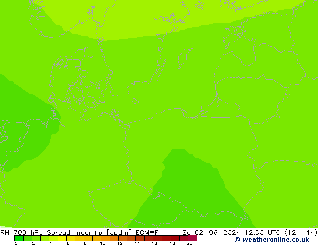 RH 700 hPa Spread ECMWF Ne 02.06.2024 12 UTC