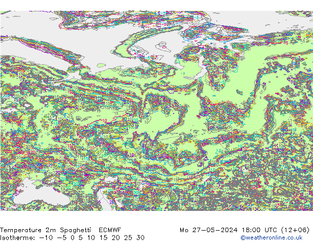 Temperatura 2m Spaghetti ECMWF Seg 27.05.2024 18 UTC