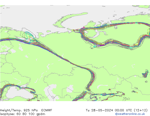 Height/Temp. 925 hPa ECMWF Di 28.05.2024 00 UTC