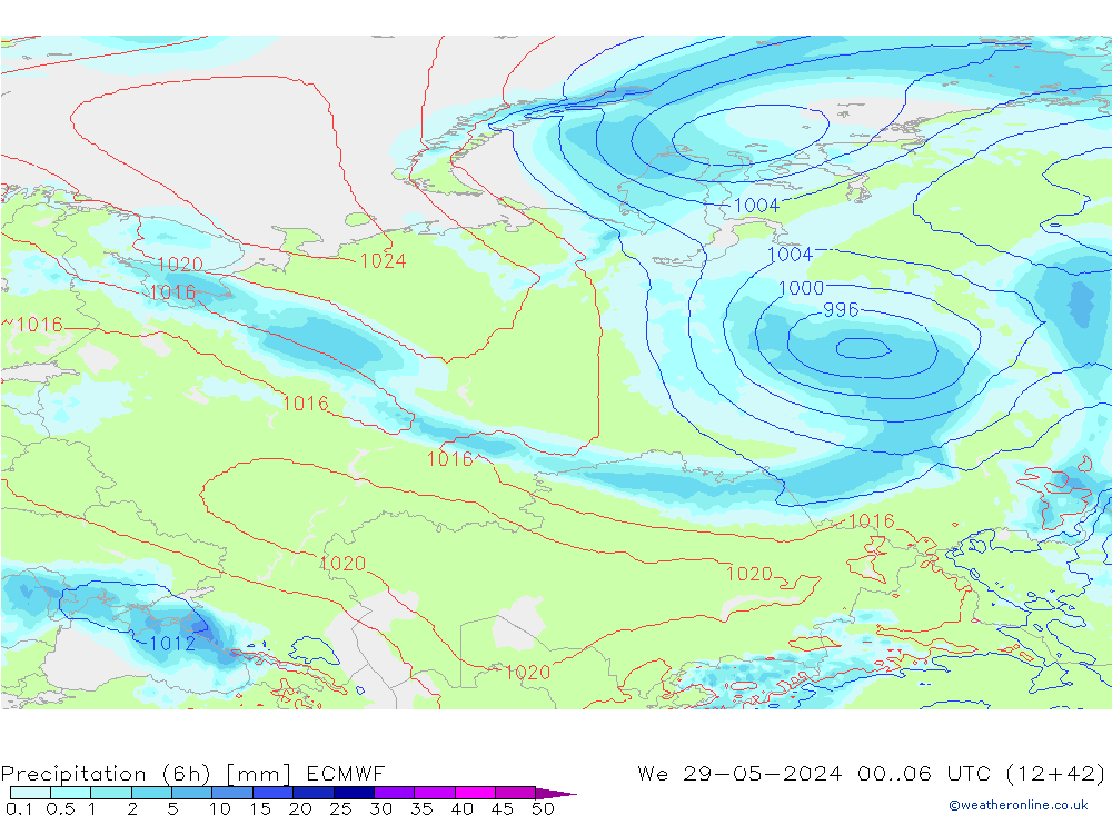 Précipitation (6h) ECMWF mer 29.05.2024 06 UTC