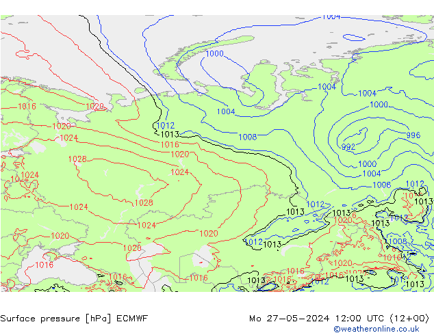 Surface pressure ECMWF Mo 27.05.2024 12 UTC