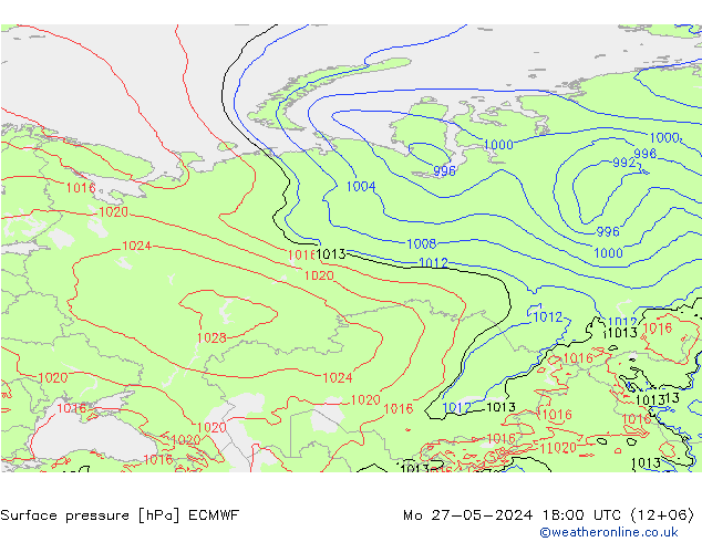 pression de l'air ECMWF lun 27.05.2024 18 UTC