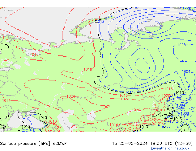 Bodendruck ECMWF Di 28.05.2024 18 UTC