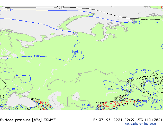 ciśnienie ECMWF pt. 07.06.2024 00 UTC