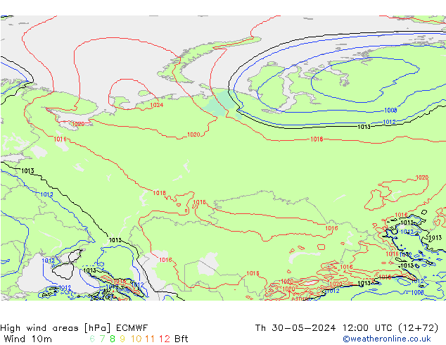 High wind areas ECMWF jeu 30.05.2024 12 UTC