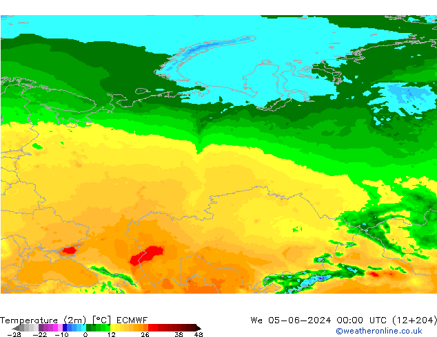 карта температуры ECMWF ср 05.06.2024 00 UTC