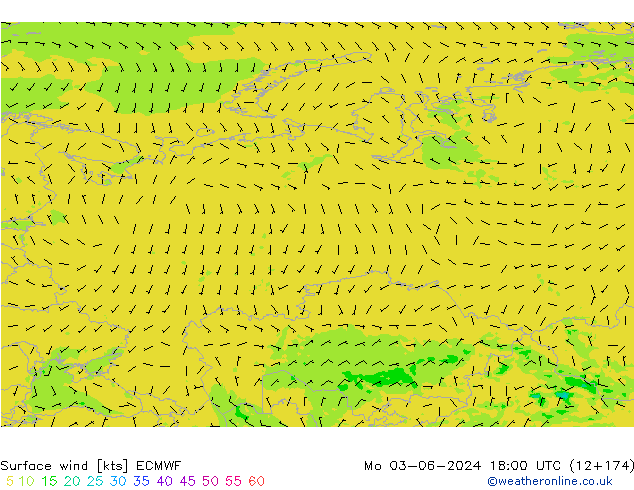 Surface wind ECMWF Mo 03.06.2024 18 UTC