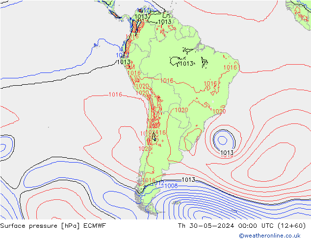 Yer basıncı ECMWF Per 30.05.2024 00 UTC