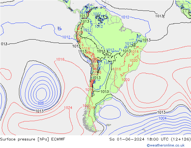 Surface pressure ECMWF Sa 01.06.2024 18 UTC