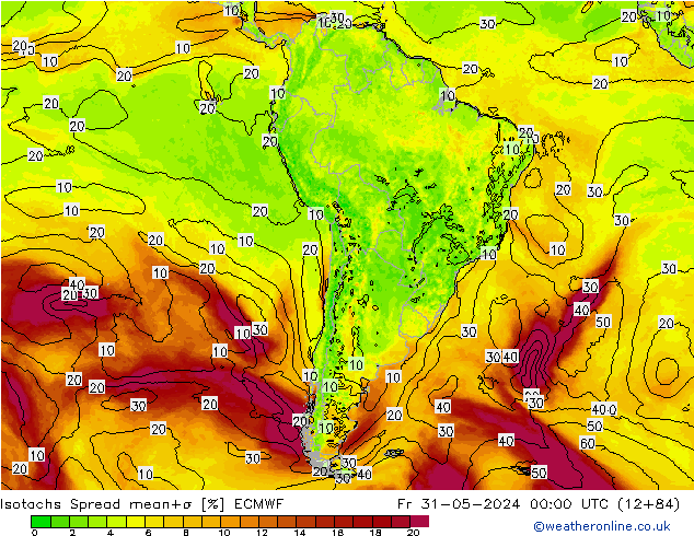 Isotachs Spread ECMWF Sex 31.05.2024 00 UTC