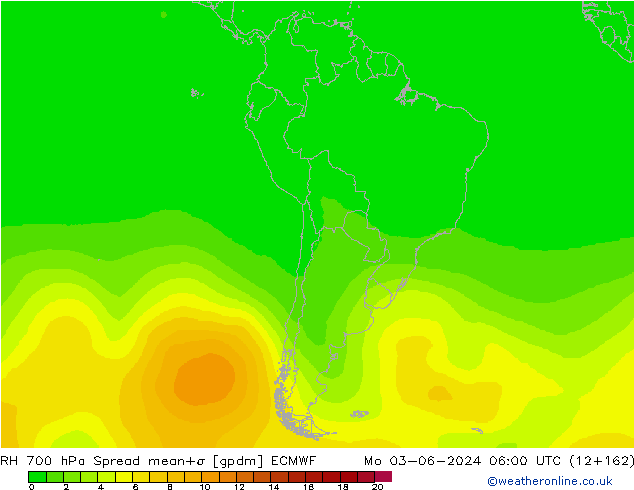 RH 700 hPa Spread ECMWF Mo 03.06.2024 06 UTC