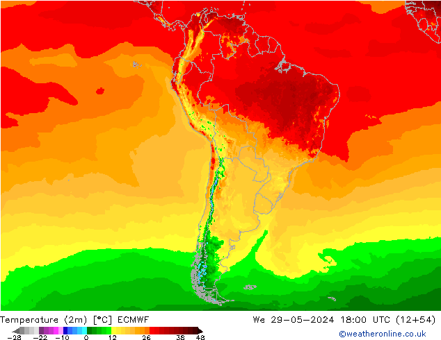 Temperature (2m) ECMWF St 29.05.2024 18 UTC