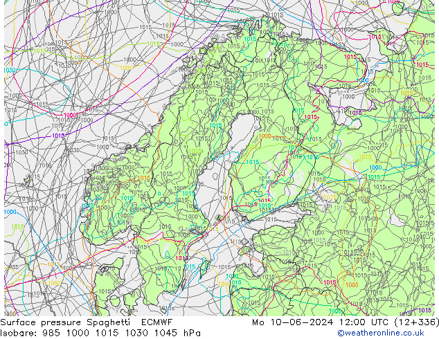 Yer basıncı Spaghetti ECMWF Pzt 10.06.2024 12 UTC