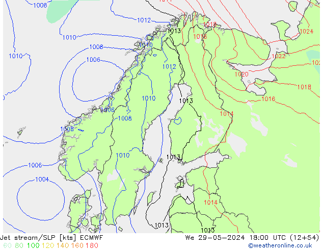 Prąd strumieniowy ECMWF śro. 29.05.2024 18 UTC