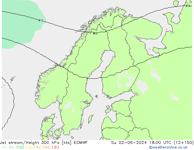 Jet stream/Height 300 hPa ECMWF Su 02.06.2024 18 UTC