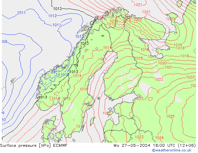 ciśnienie ECMWF pon. 27.05.2024 18 UTC