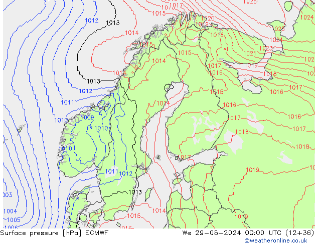 Bodendruck ECMWF Mi 29.05.2024 00 UTC