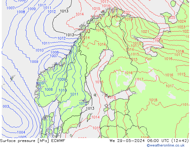 ciśnienie ECMWF śro. 29.05.2024 06 UTC