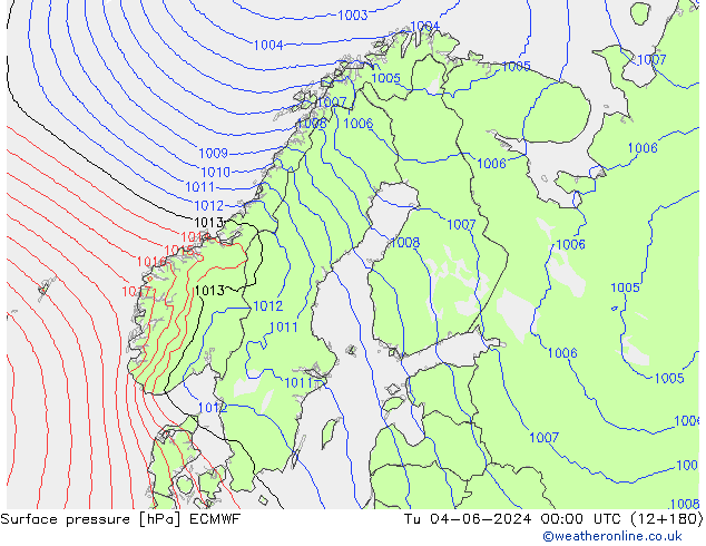 приземное давление ECMWF вт 04.06.2024 00 UTC