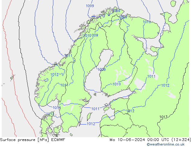 Yer basıncı ECMWF Pzt 10.06.2024 00 UTC