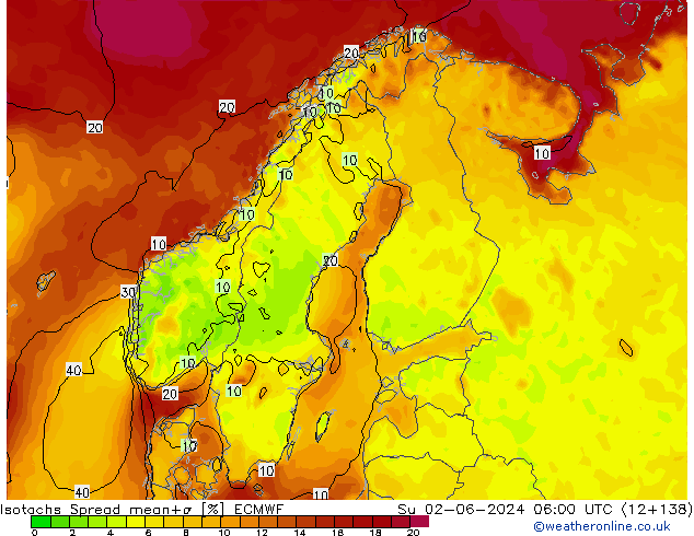 Isotachs Spread ECMWF Ne 02.06.2024 06 UTC