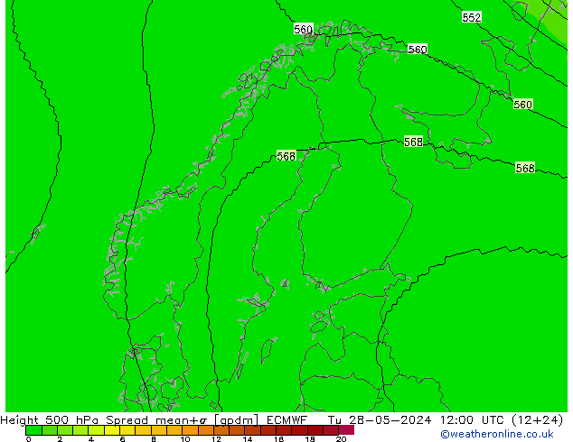 Height 500 hPa Spread ECMWF Tu 28.05.2024 12 UTC