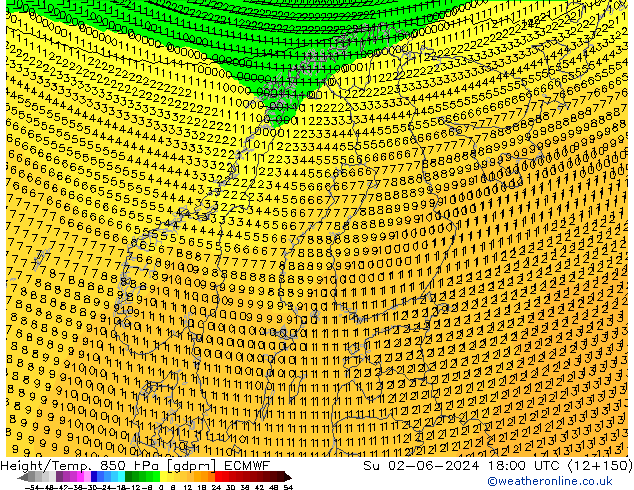 Hoogte/Temp. 850 hPa ECMWF zo 02.06.2024 18 UTC