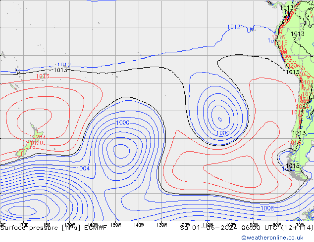 Surface pressure ECMWF Sa 01.06.2024 06 UTC