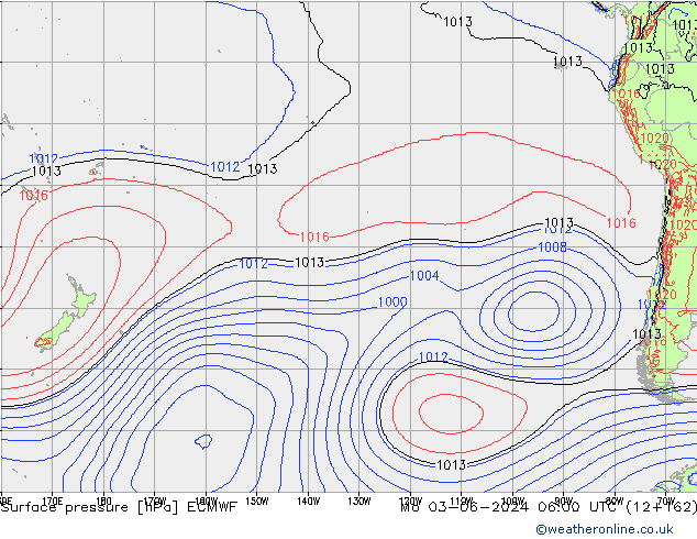 ciśnienie ECMWF pon. 03.06.2024 06 UTC