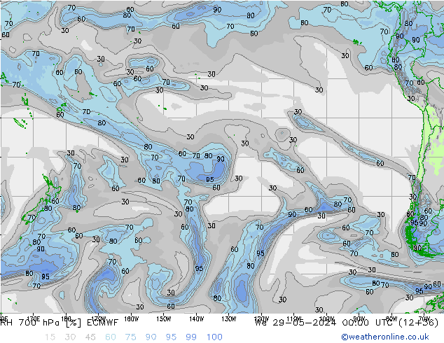 RH 700 hPa ECMWF We 29.05.2024 00 UTC