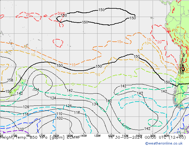 Height/Temp. 850 hPa ECMWF Qui 30.05.2024 00 UTC