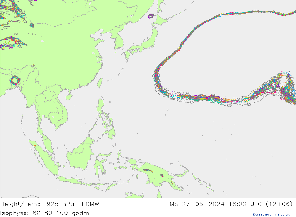 Height/Temp. 925 hPa ECMWF Po 27.05.2024 18 UTC