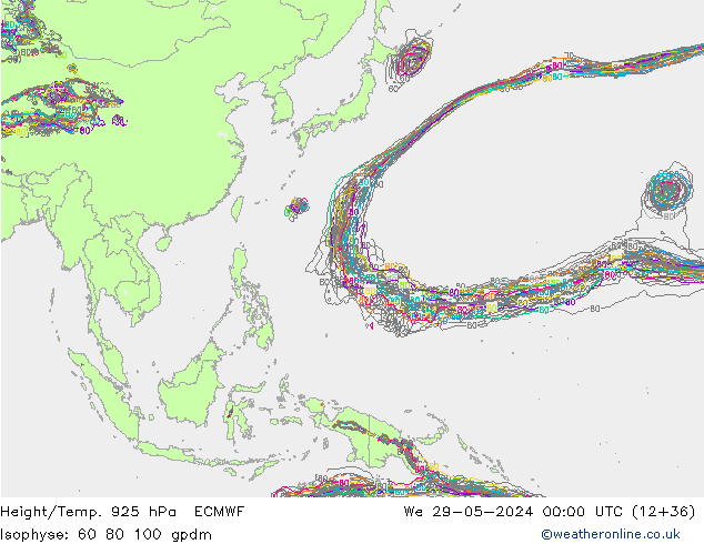 Height/Temp. 925 гПа ECMWF ср 29.05.2024 00 UTC